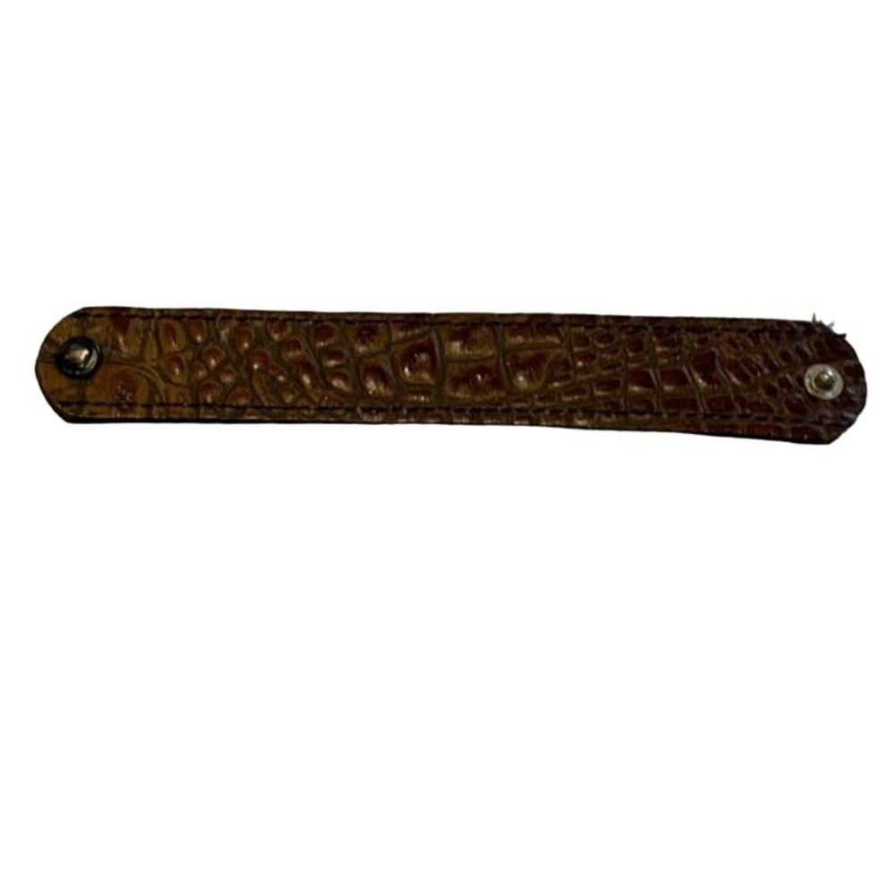 Leather cuff bracelet  brown textured 6in